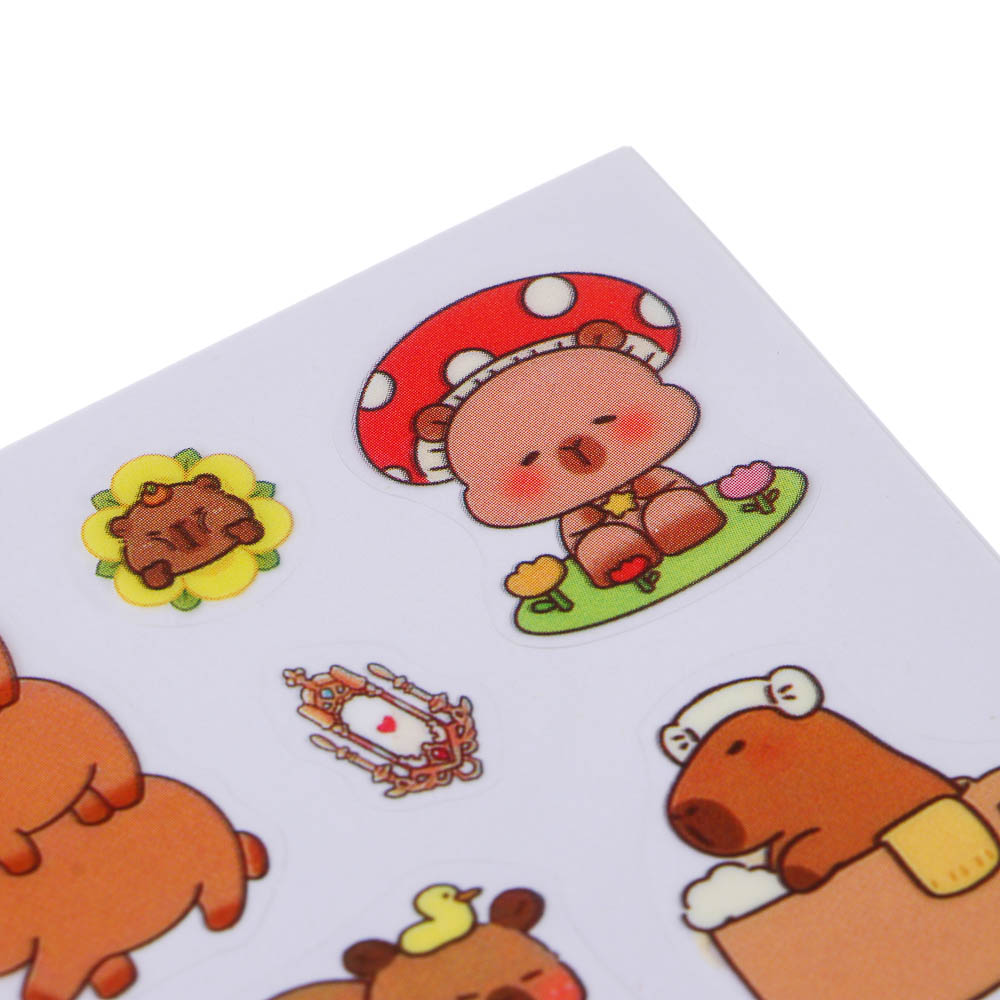 Записная книжка "Капибара" 10х13см, с наклейками, брелоком и лопаткой, PET, бумага, 6 диз., шоу-бокс, арт.№ 557-089