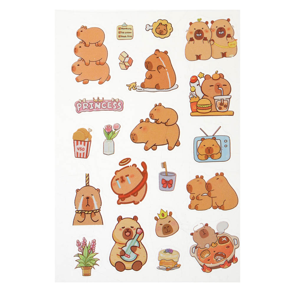 Записная книжка "Капибара" 10х13см, с наклейками, брелоком и лопаткой, PET, бумага, 6 диз., шоу-бокс, арт.№ 557-089