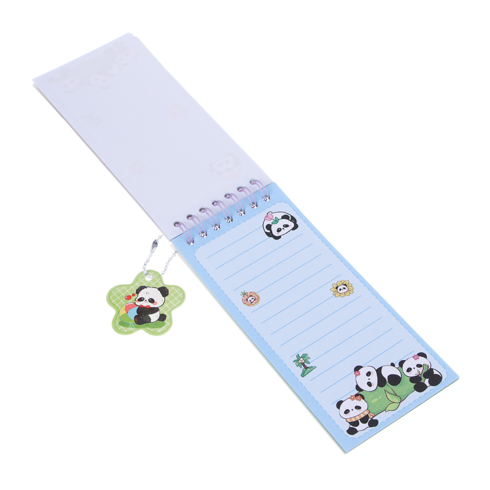 Записная книжка "Панда" 7х26см, с наклейками и брелоком, PET, бумага, 4 дизайна, шоу-бокс, арт.№ 557-090