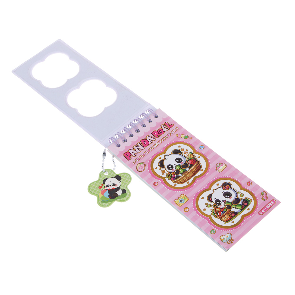 Записная книжка "Панда" 7х26см, с наклейками и брелоком, PET, бумага, 4 дизайна, шоу-бокс, арт.№ 557-090