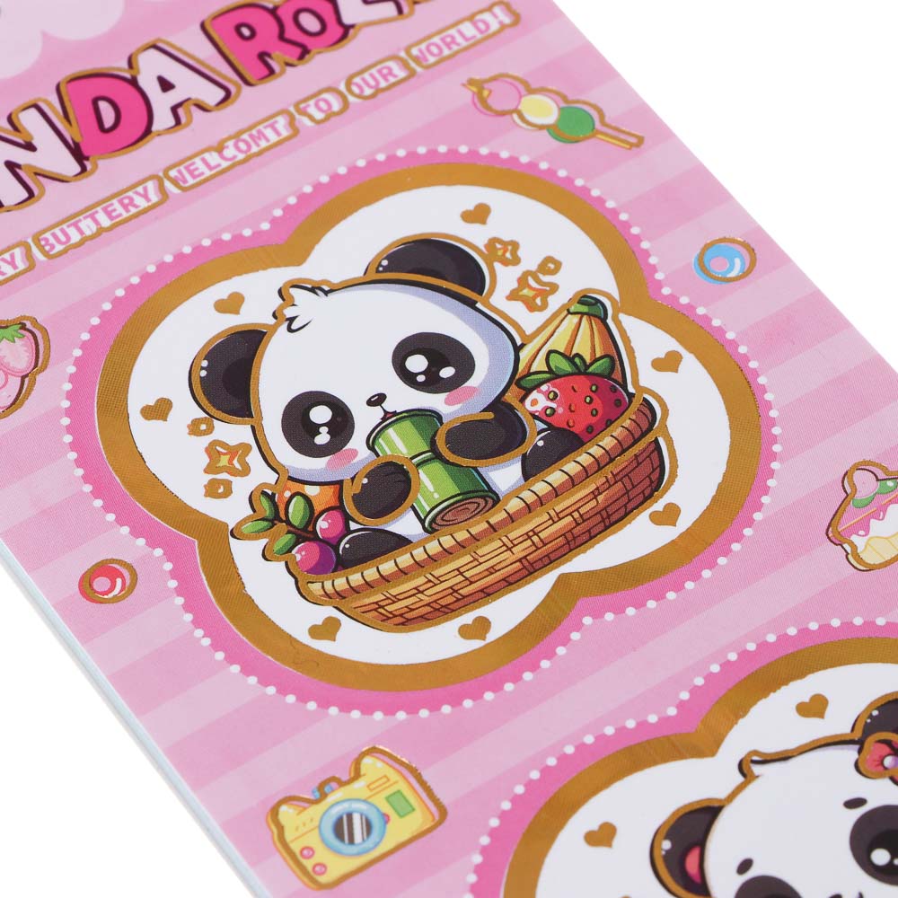 Записная книжка "Панда" 7х26см, с наклейками и брелоком, PET, бумага, 4 дизайна, шоу-бокс, арт.№ 557-090