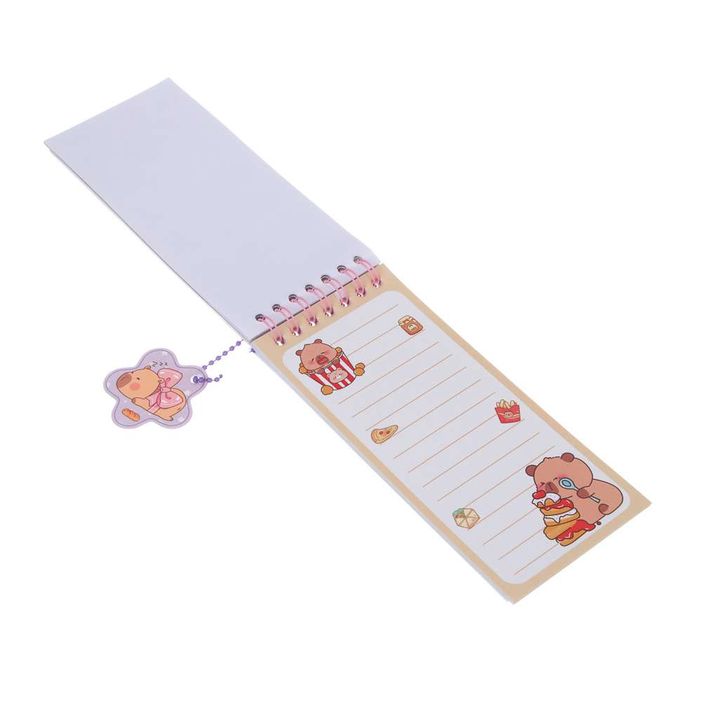 Записная книжка "Капибара" 7х26см, с наклейками и брелоком, PET, бумага, 4 дизайна, шоу-бокс, арт.№ 557-091