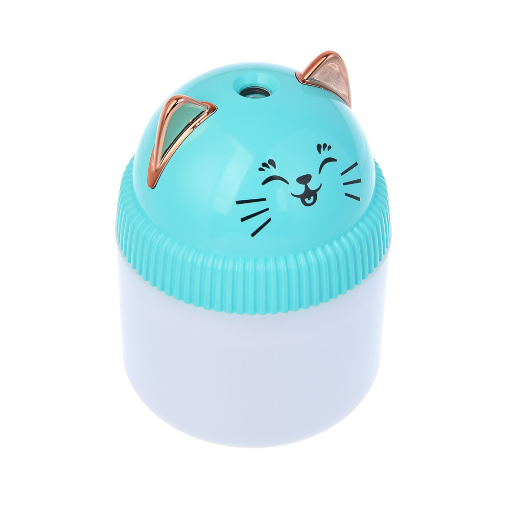 LEBEN Увлажнитель воздуха Котик, 220мл, подсветка, 11x8x8см, питание 5В/0.4А от USB, 2Вт, арт.№ 246-013