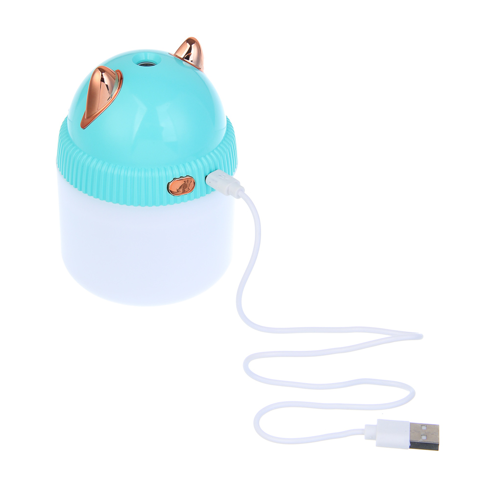 LEBEN Увлажнитель воздуха Котик, 220мл, подсветка, 11x8x8см, питание 5В/0.4А от USB, 2Вт, арт.№ 246-013