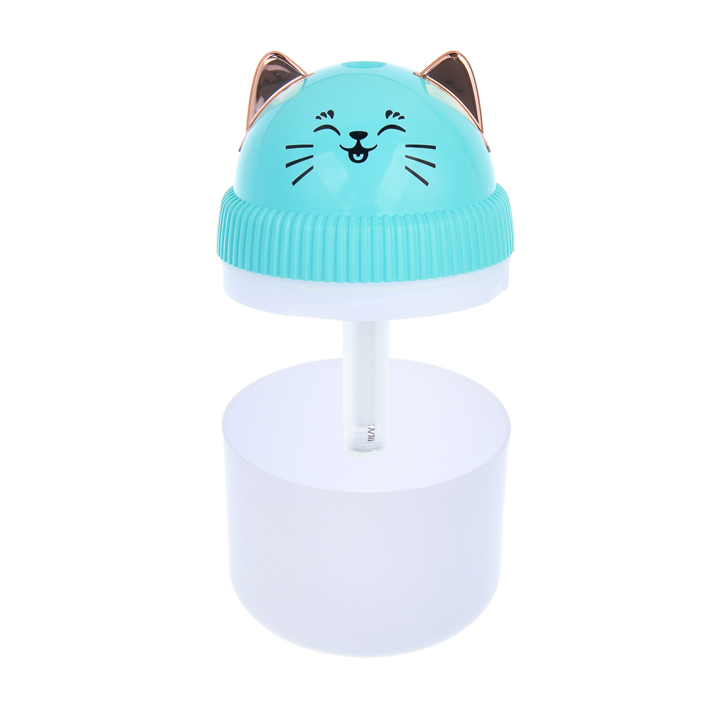 LEBEN Увлажнитель воздуха Котик, 220мл, подсветка, 11x8x8см, питание 5В/0.4А от USB, 2Вт, арт.№ 246-013