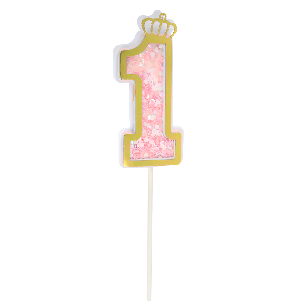 FNtastic Декор для торта, цифры (0-9), 23,5 см, пластик, бумага, цвет розовый, арт.№ 530-328