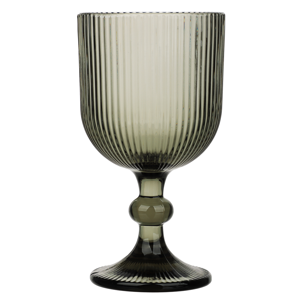 MILLIMI Бокал для вина Грея, 350мл, стекло, серый, рифленый, арт.№ 878-629