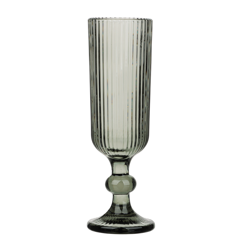 MILLIMI Бокал для шампанского Грея, 150мл, стекло, серый, рифленый, арт.№ 878-631