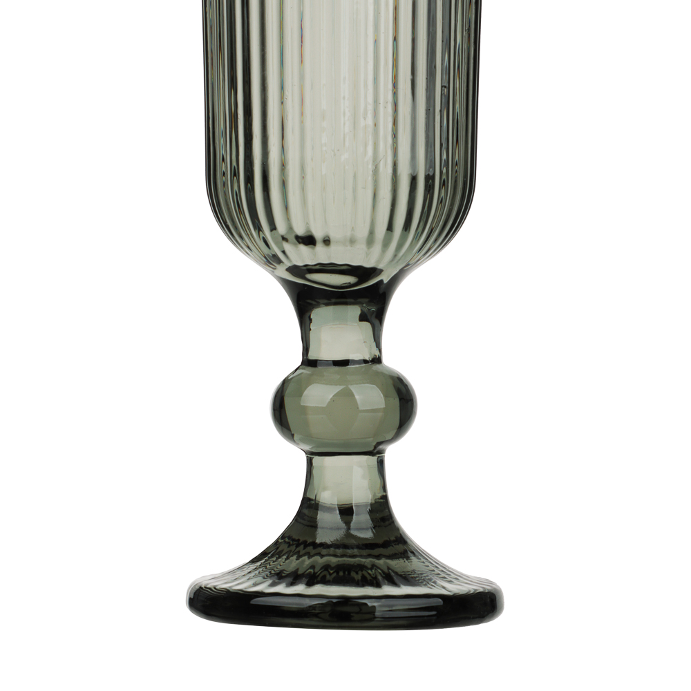 MILLIMI Бокал для шампанского Грея, 150мл, стекло, серый, рифленый, арт.№ 878-631