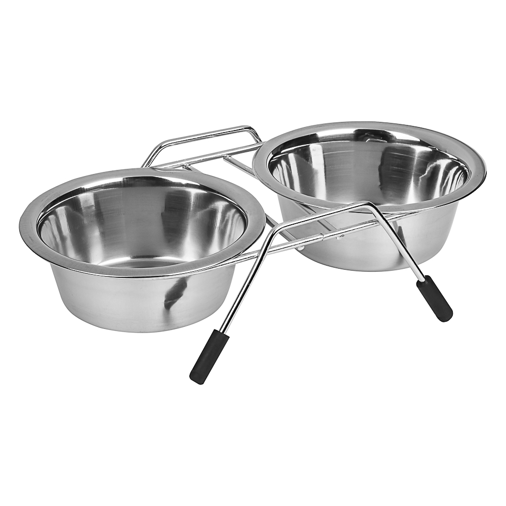 Миска для домашних животных двойная, нерж.сталь, 2x240 мл, арт.№ 273-471