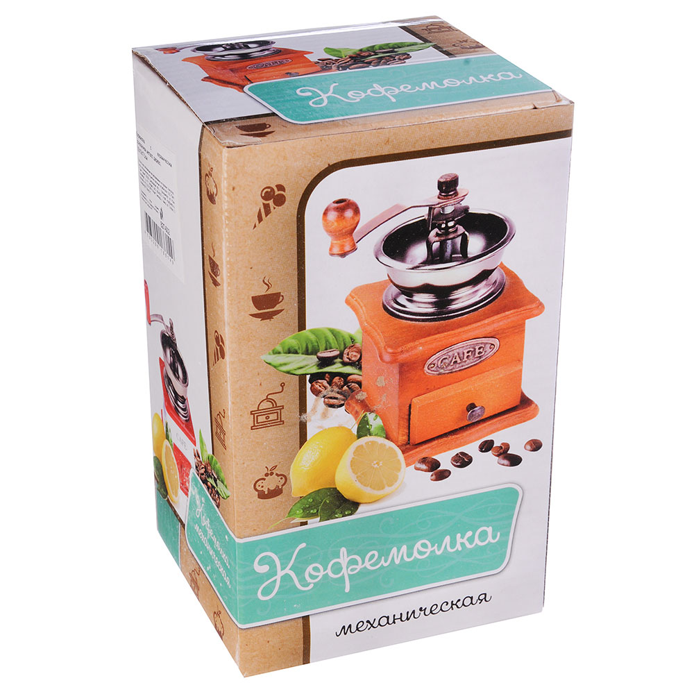 Кофемолка с керамическим основанием, металл, дерево, 10x10x17,5см, арт.№ 827-002