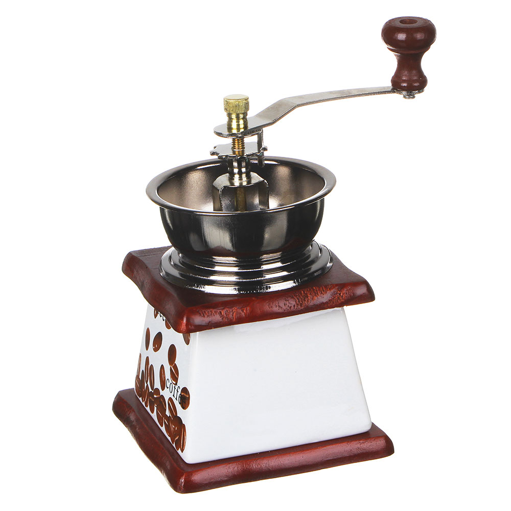 Кофемолка с керамическим основанием, металл, дерево, 10x10x17,5см, арт.№ 827-002
