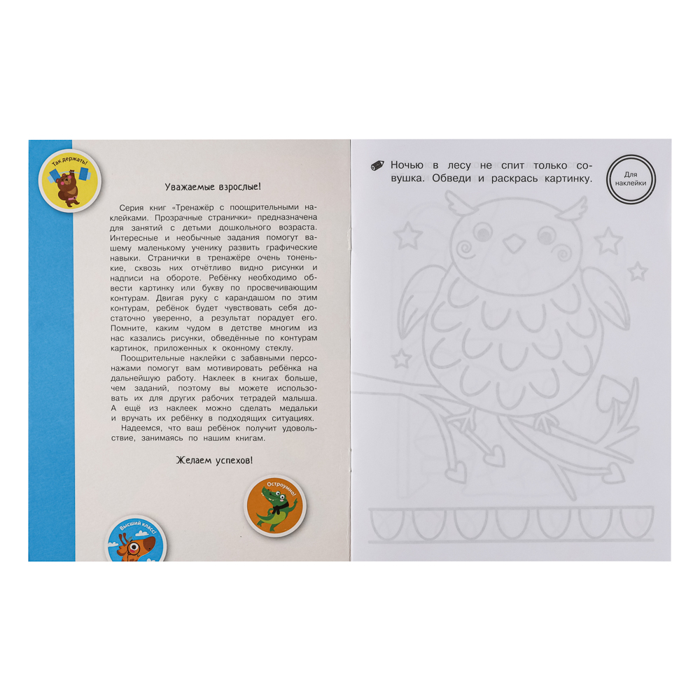 Тренажер с поощрительными наклейками для дошкольников, 19,5х25,5см, 16 стр., 5 дизайнов, арт.№ 876-103