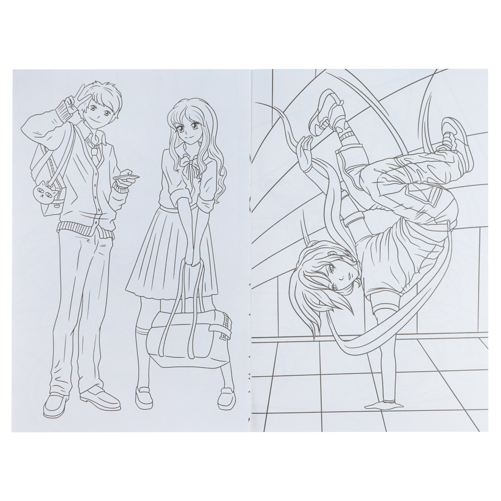 Раскраска аниме, 17х26см, 12 стр., 5 дизайнов, арт.№ 290-386