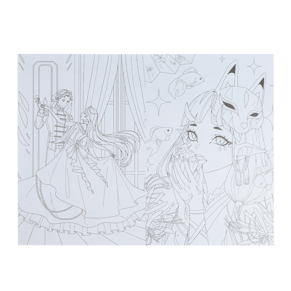 Раскраска аниме, 17х26см, 12 стр., 5 дизайнов, арт.№ 290-386