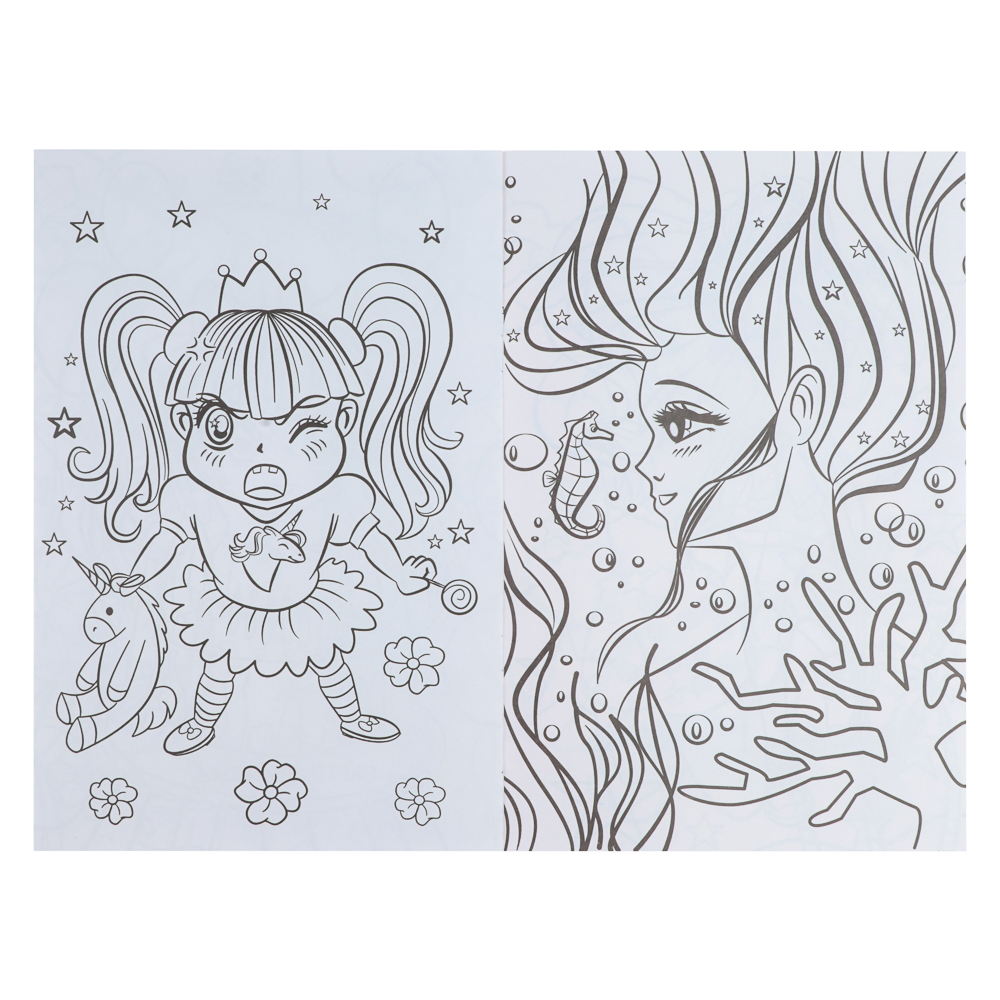 Раскраска аниме, 17х26см, 12 стр., 5 дизайнов, арт.№ 290-386