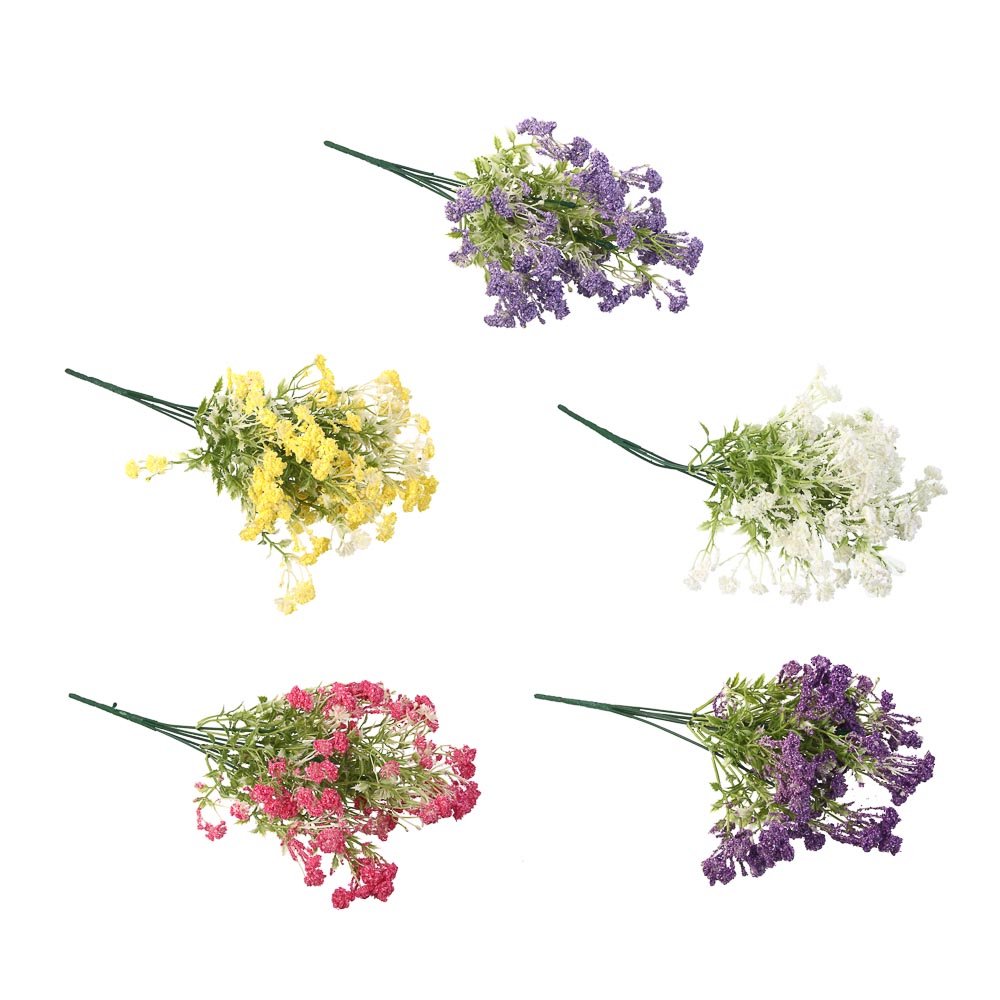 LADECOR Букет искусственных цветов, 5 веточек, 33-35см, пластик, проволока, 5 цветов, арт.№ 426-009