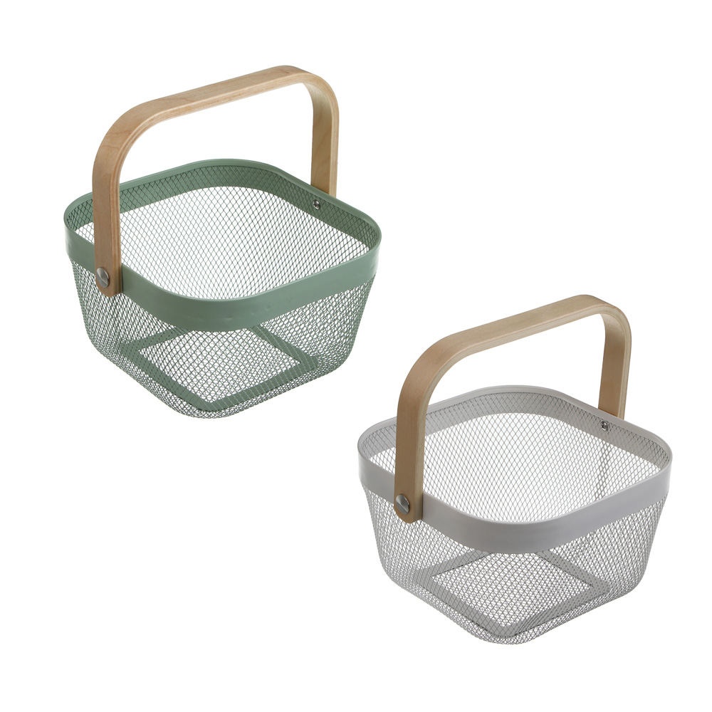 Корзинка тм VETTA Ботаника, 23х16,5х12,5см, металл, деревянная ручка, 2 цвета, арт.№ 414-219