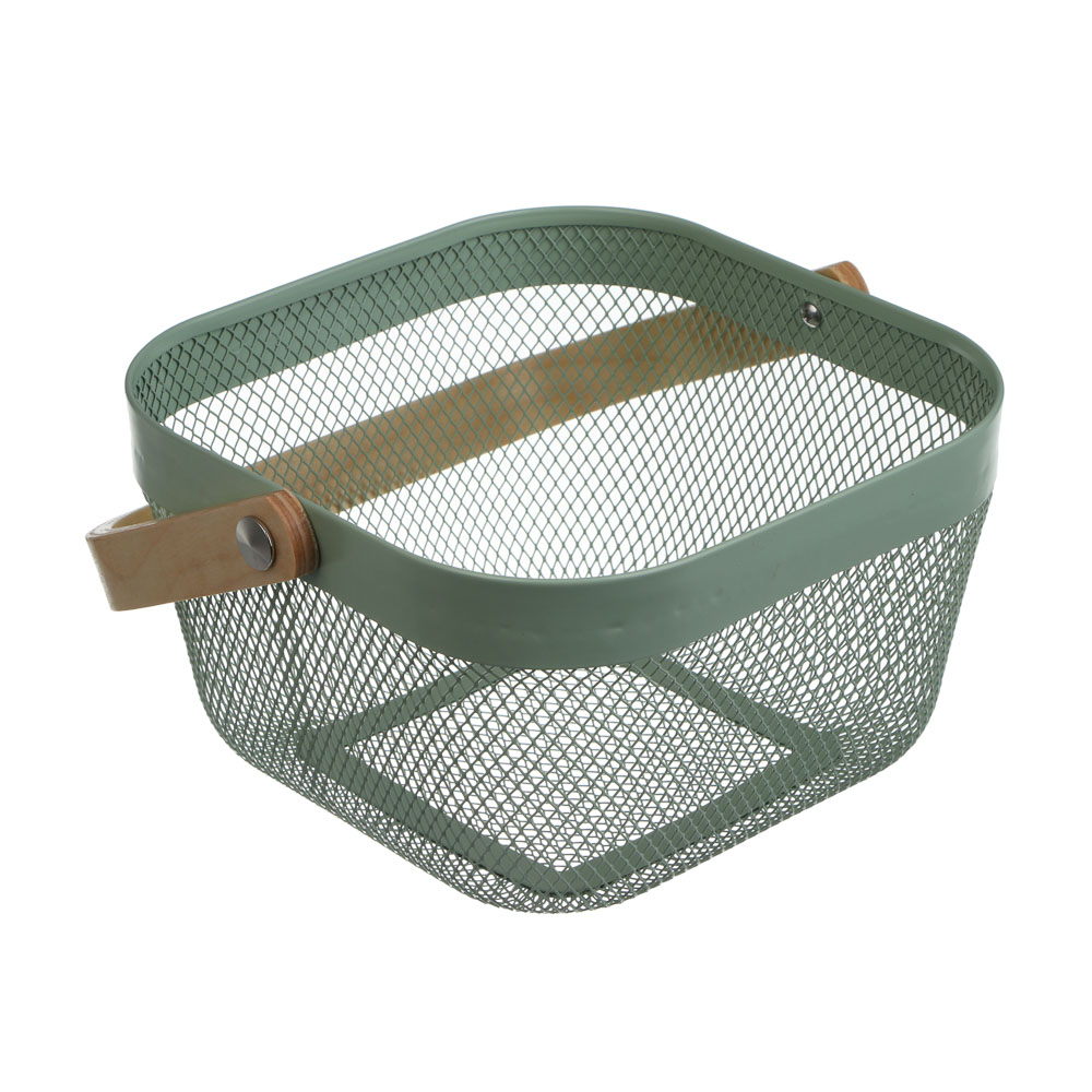 Корзинка тм VETTA Ботаника, 23х16,5х12,5см, металл, деревянная ручка, 2 цвета, арт.№ 414-219