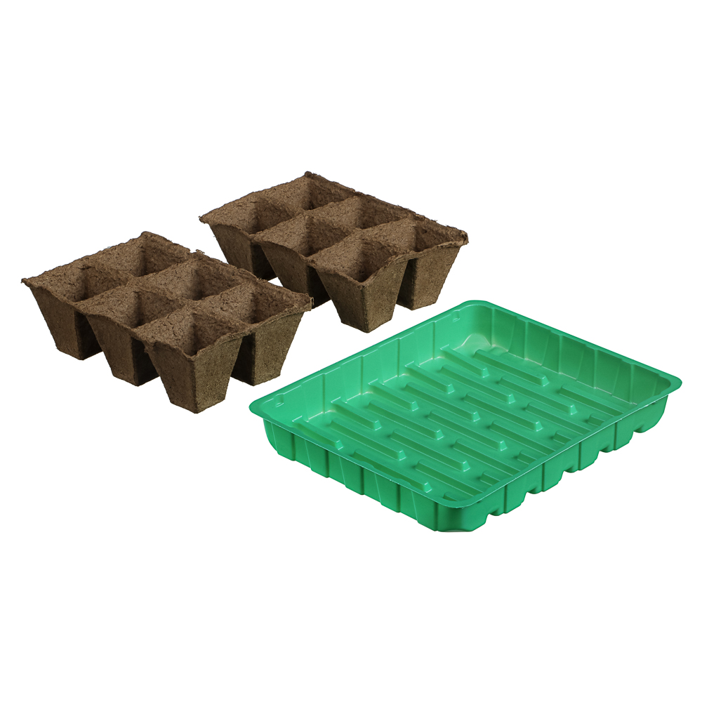 Набор для выращивания рассады с торфяными горшочками (торф. горшочки 50х50 (12шт.) + лоток), арт.№ 165-036