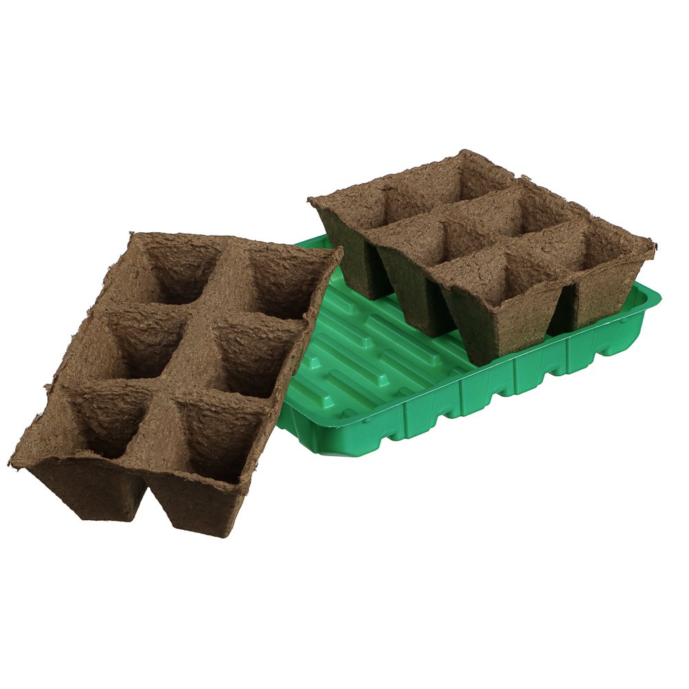 Набор для выращивания рассады с торфяными горшочками (торф. горшочки 50х50 (12шт.) + лоток), арт.№ 165-036