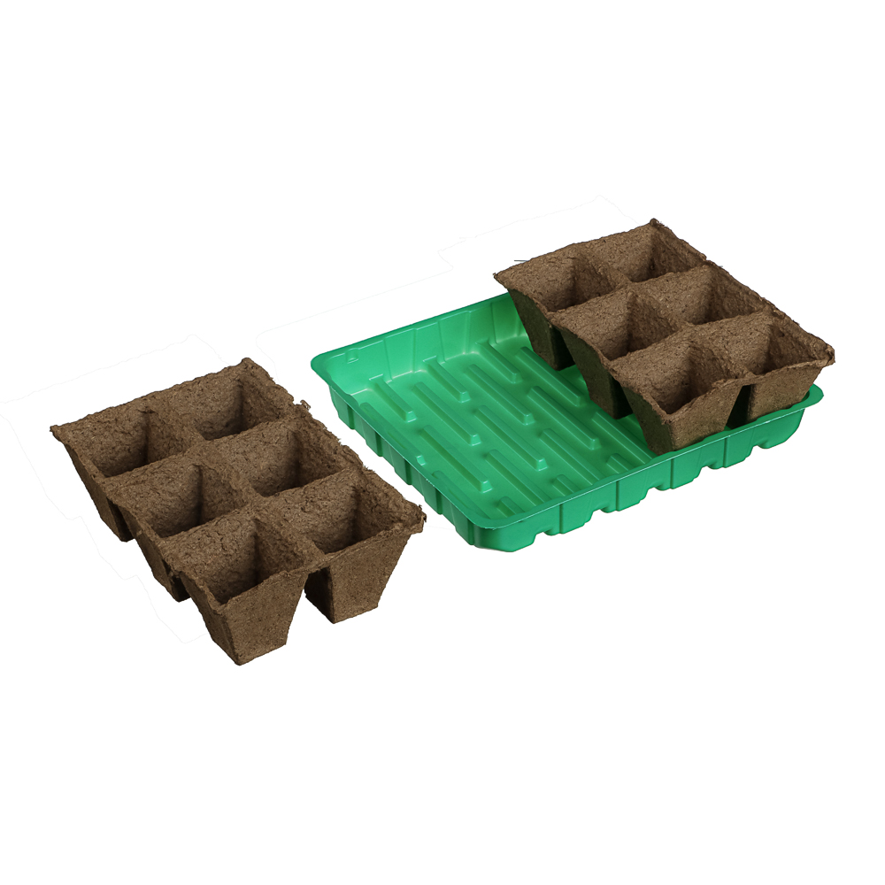 Набор для выращивания рассады с торфяными горшочками (торф. горшочки 50х50 (12шт.) + лоток), арт.№ 165-036