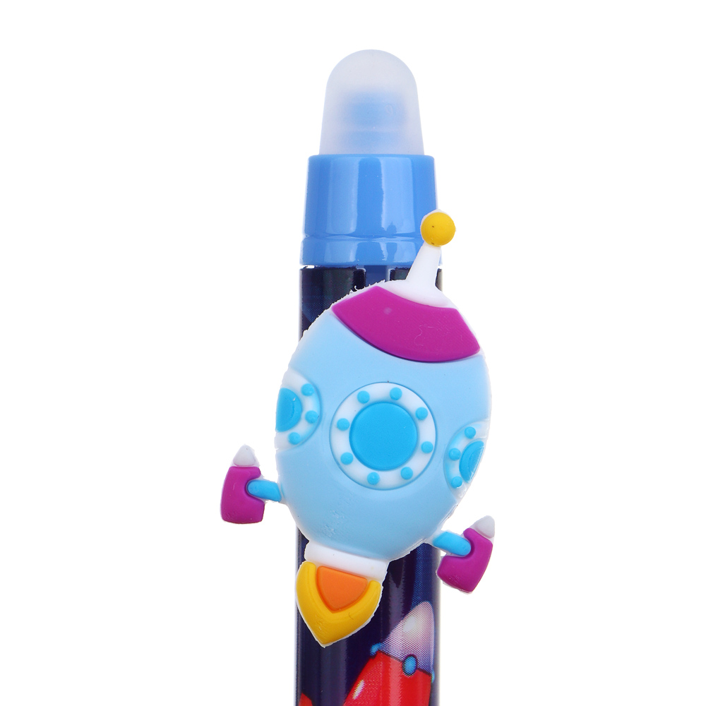 Авторучка гелевая "пиши-стирай" синяя, с кнопкой-фигуркой "Мальчиковые фигурки", 6 дизайнов, арт.№ 591-236