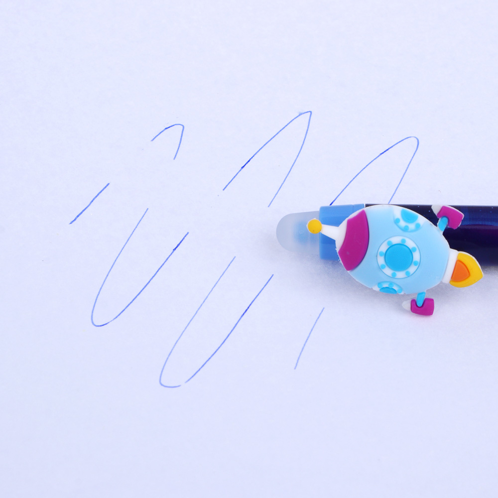 Авторучка гелевая "пиши-стирай" синяя, с кнопкой-фигуркой "Мальчиковые фигурки", 6 дизайнов, арт.№ 591-236