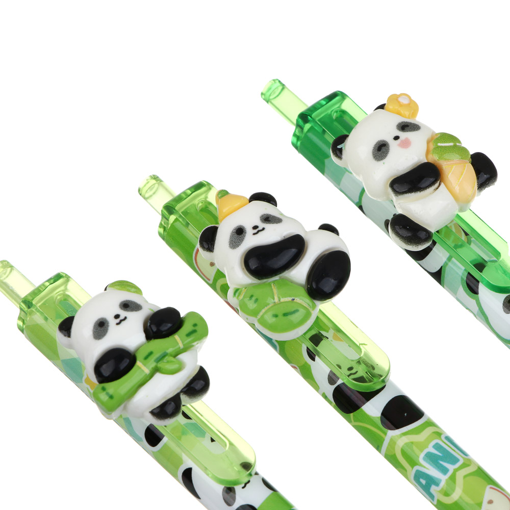 Авторучка гелевая "пиши-стирай" синяя, с подвижной фигуркой на клипе, "Панда", 3 дизайна, арт.№ 591-237