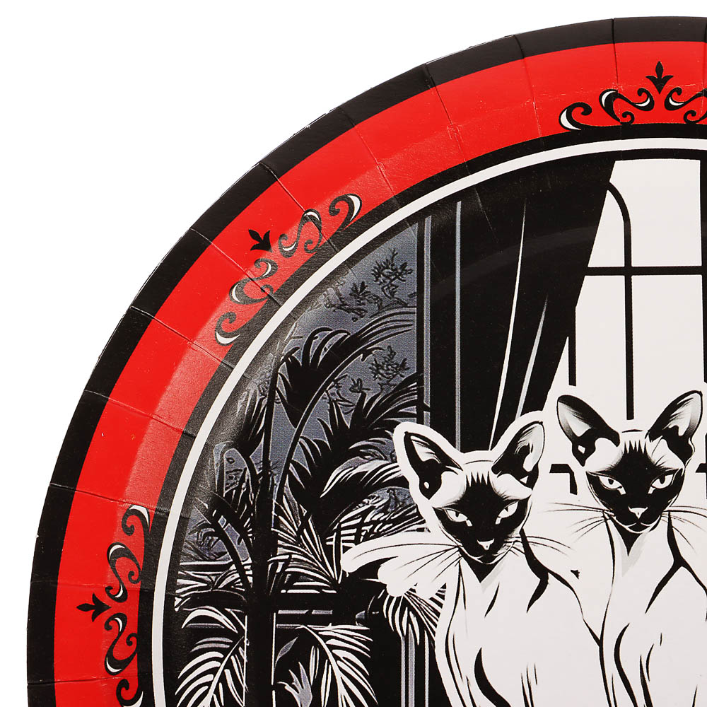 Набор бумажных тарелок Котики нуар, в т/у пленке, 6 шт d=230 мм, арт.№ 530-449