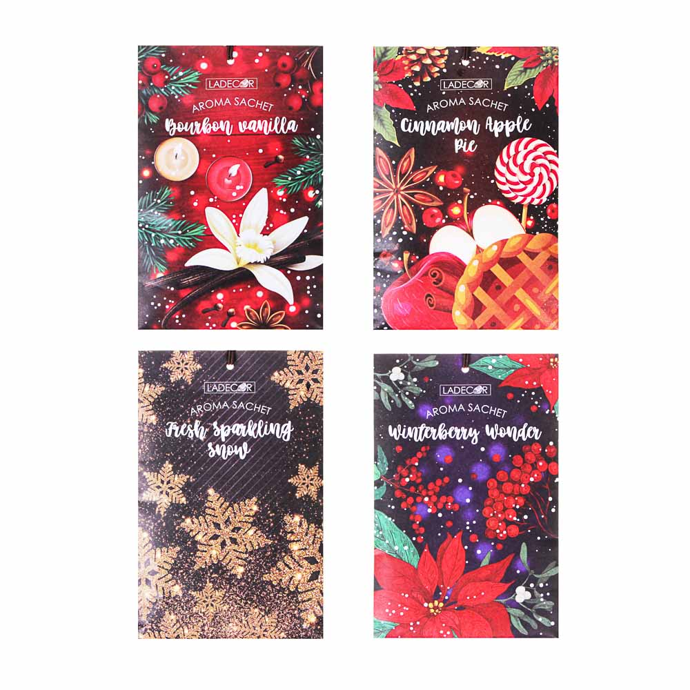 LADECOR Аромасаше, праздничные ароматы, 20гр, 4 аромата, арт.№ 396-634
