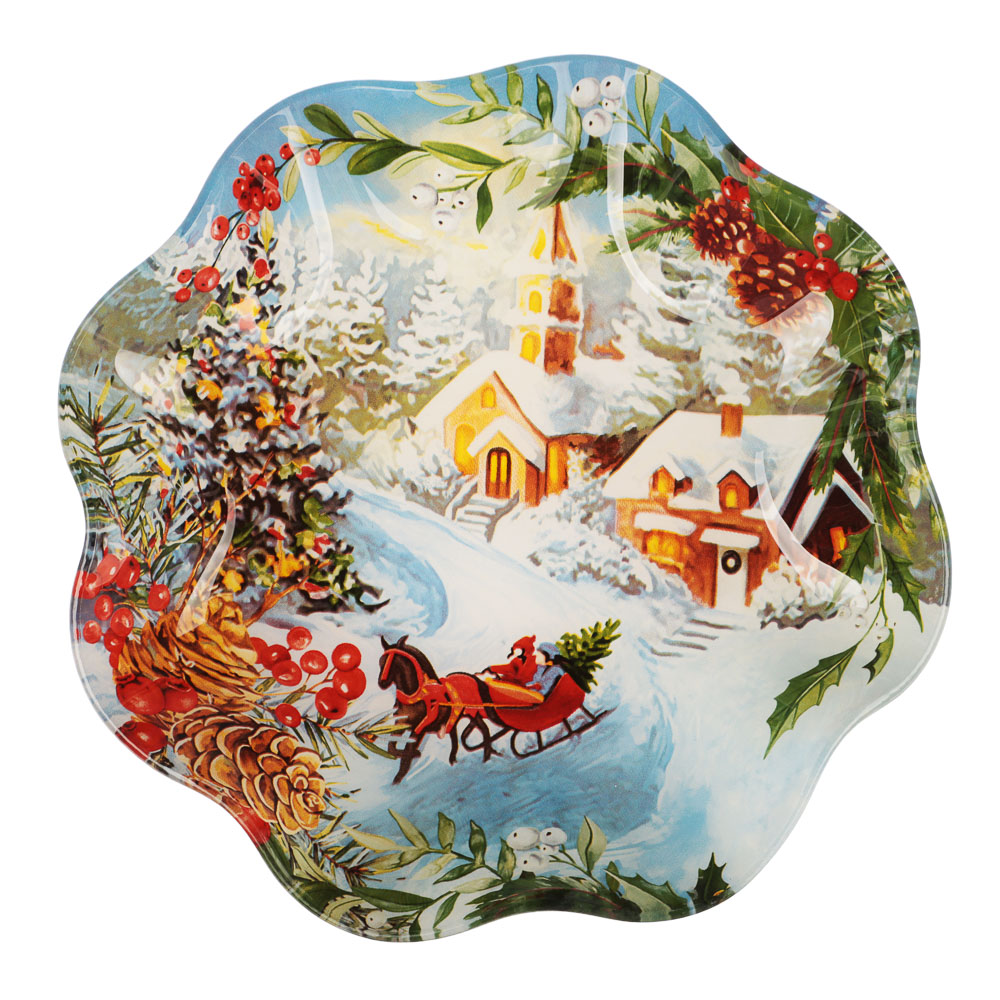 Зимний пейзаж Салатник круглый, 19х3,5см, стекло, арт.№ 820-790