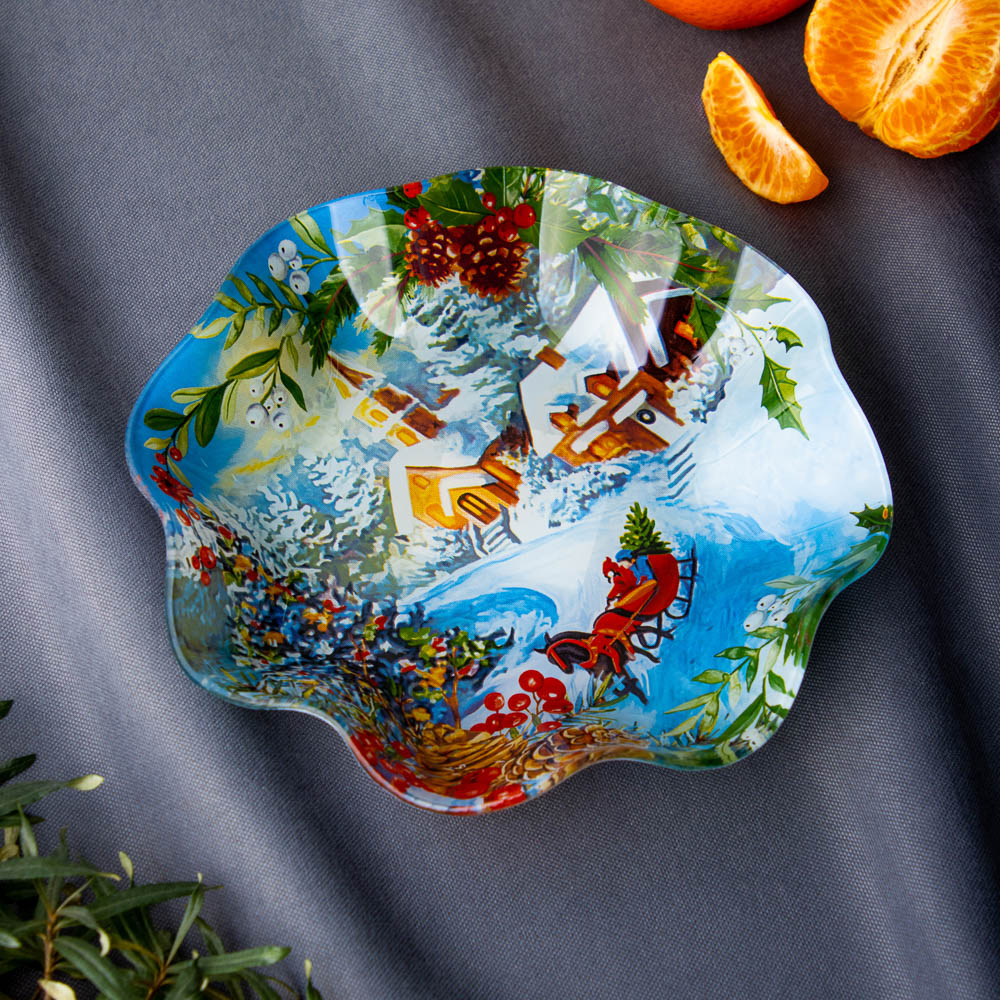 Зимний пейзаж Салатник круглый, 19х3,5см, стекло, арт.№ 820-790