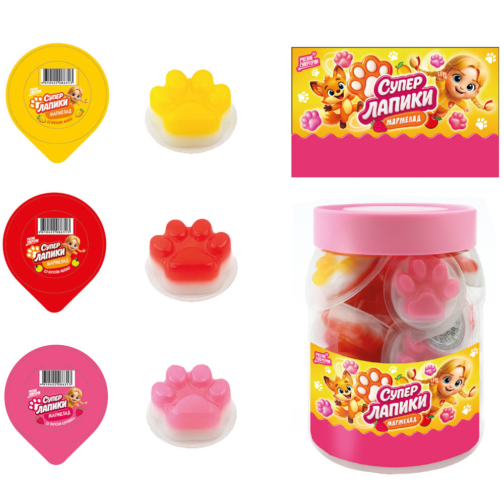 BY Русские Супергерои Жевательный мармелад в виде лапки со вкусом манго 25 гр., арт.№ 347-532