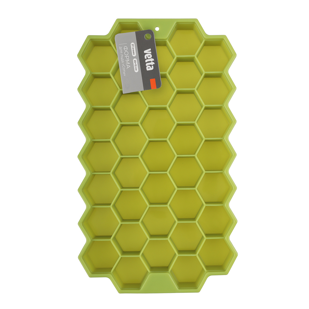 VETTA Форма силиконовая для льда 20х12см, 37 ячеек, "Соты", 3 цвета, арт.№ 891-294