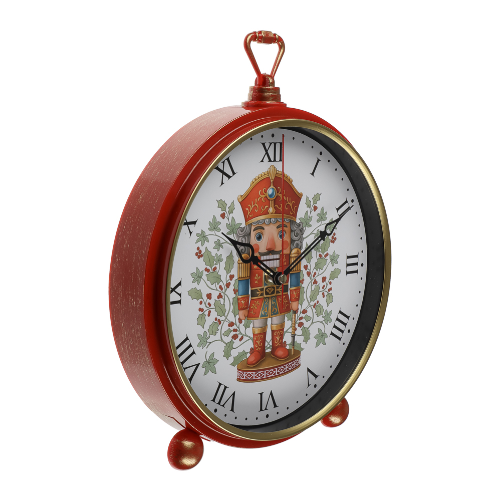 Часы настенно-настольные 26х32 см, корпус красный с золотом, "Щелкунчик", арт.№ 581-384