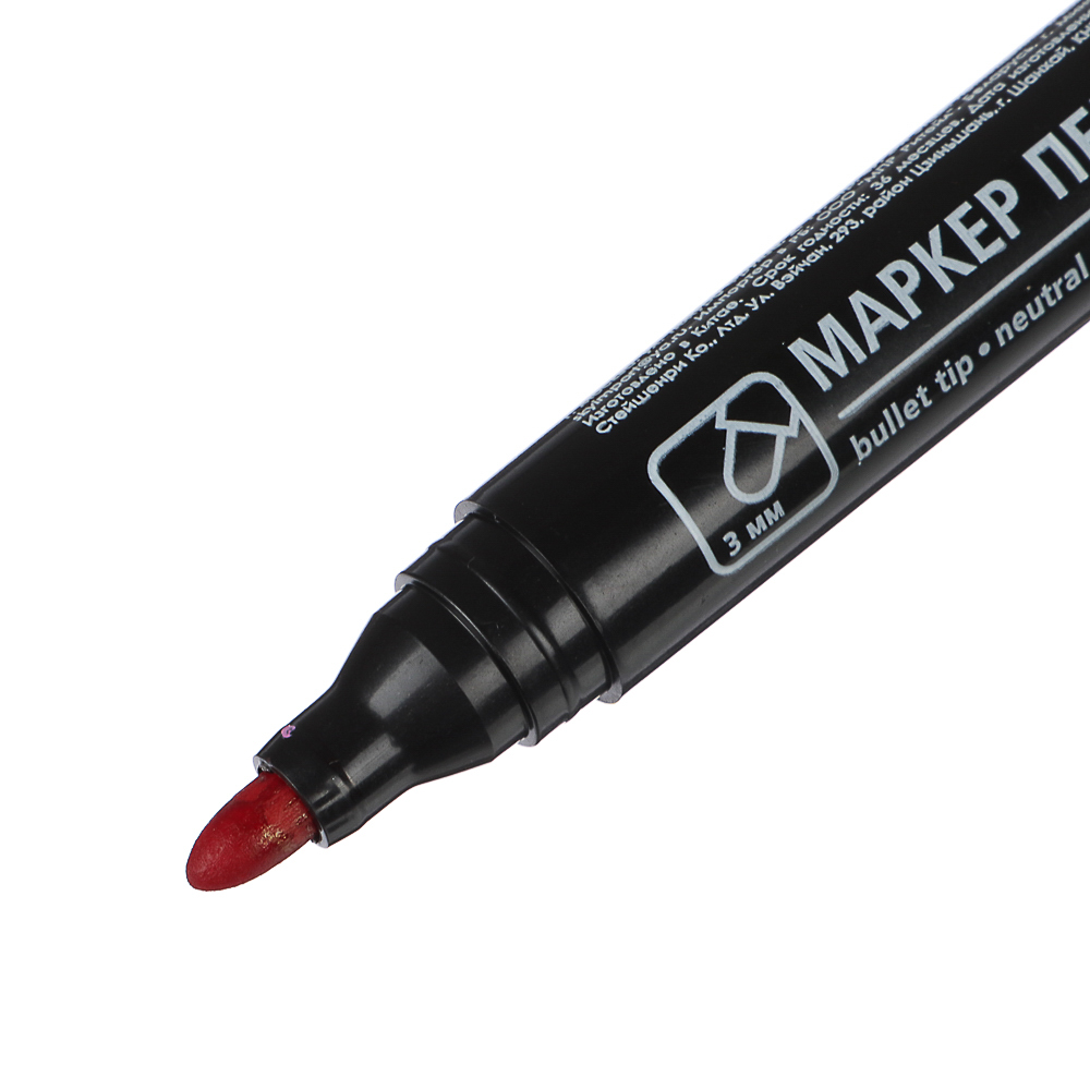 Маркер перманентный ClipStudio красный, пулевидный наконечник, линия 3мм, арт.№ 526-504