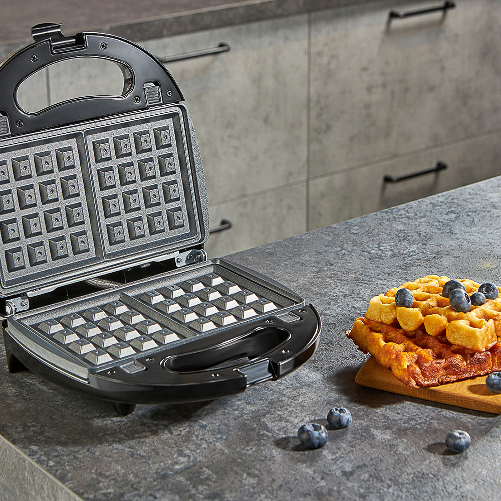 LEBEN Мультипекарь 3-в-1, 800 Вт, 3 съёмных панели (пончик, венские вафли, сэндвич), арт.№ 271-020