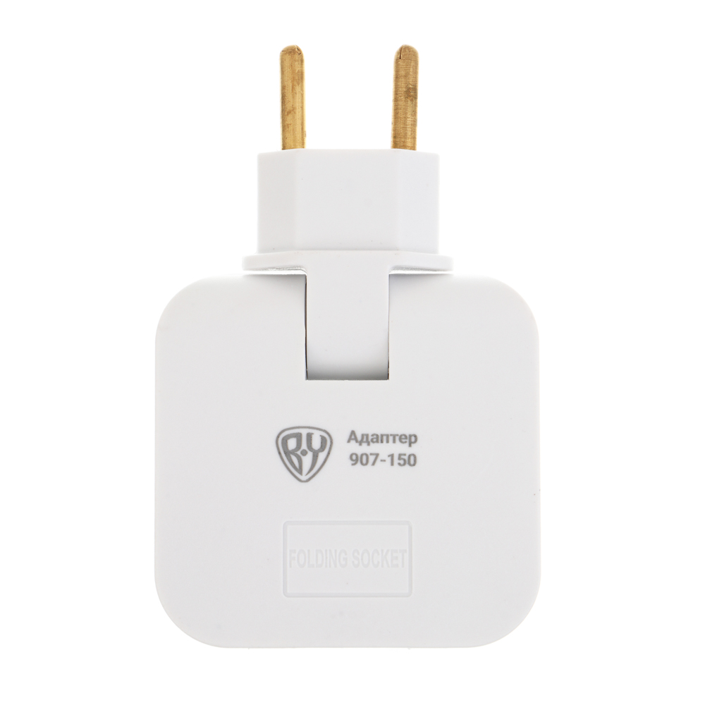 Разветвитель 2 гнезда BY плоский, поворотный, 180 градусов, 2хUSB-A,110-240В,50-60Гц, 6А, б/з, белый, арт.№ 907-150