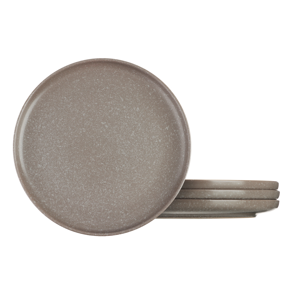 MILLIMI Набор столовой посуды 16 предметов (тарелка 26 см - 4 шт., тарелка 20 см - 4 шт., салатник 14 см - 4 шт., кружка 340 мл - 4 шт.) керамика, серый, арт.№ 824-174