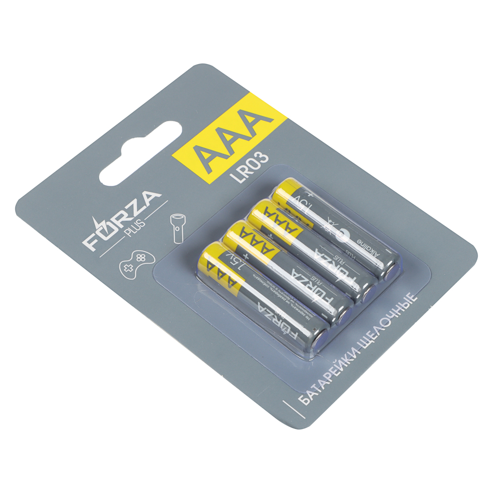 Батарейки AAA FORZA (LR03) 4шт в блистере, щелочные 1.5V, арт.№ 917-120