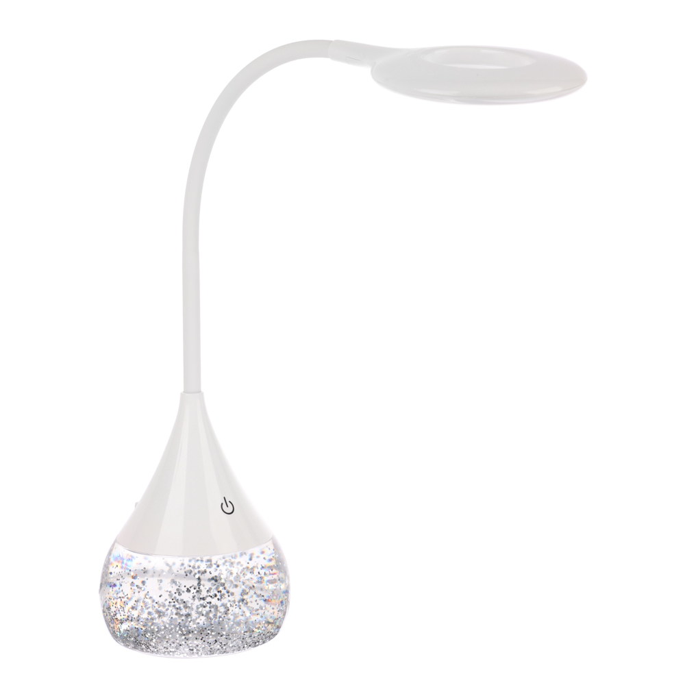 Светильник переносной настольный BY Глиттер,16LED,5Вт,300Лм,RGB,USB-C 5В,каб.1м, дим., пластик,белый, арт.№ 476-451