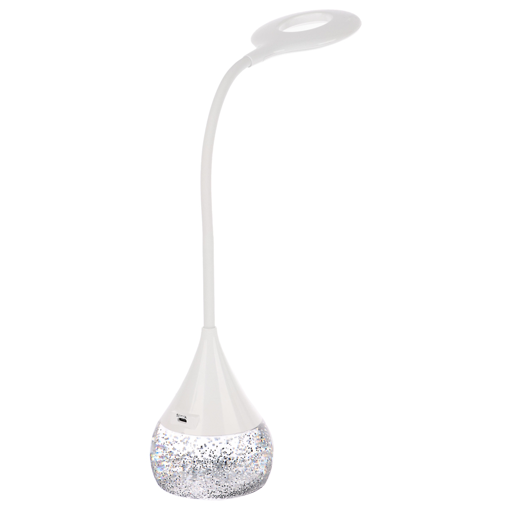 Светильник переносной настольный BY Глиттер,16LED,5Вт,300Лм,RGB,USB-C 5В,каб.1м, дим., пластик,белый, арт.№ 476-451