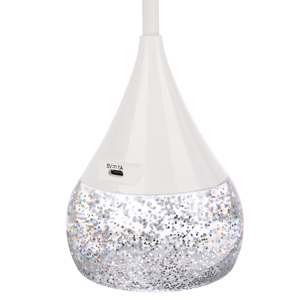Светильник переносной настольный BY Глиттер,16LED,5Вт,300Лм,RGB,USB-C 5В,каб.1м, дим., пластик,белый, арт.№ 476-451