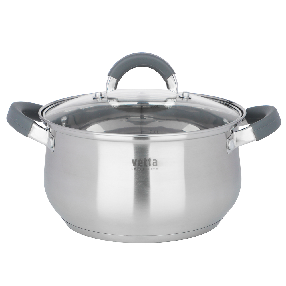 Набор кастрюль тм VETTA Вена 6 пр. (1,9л+3,6л+6,0л) со стекл. крышкой, арт.№ 822-298