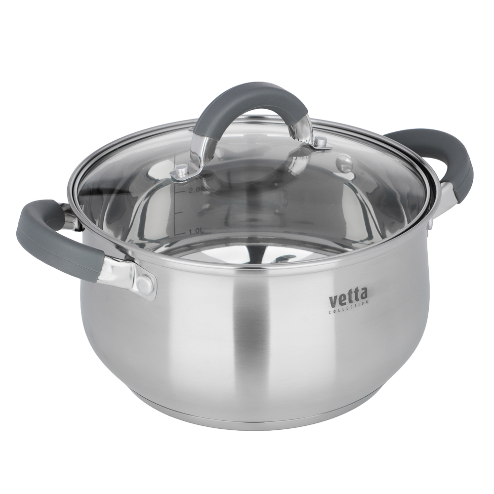 Набор кастрюль тм VETTA Вена 6 пр. (1,9л+3,6л+6,0л) со стекл. крышкой, арт.№ 822-298