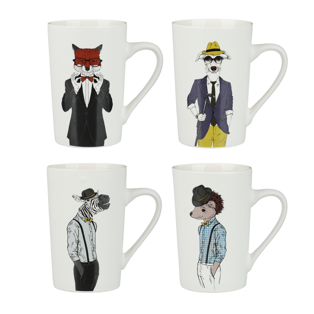Кружка тм MILLIMI Джентльмены, 380мл, фарфор, 4 дизайна, арт.№ 806-356