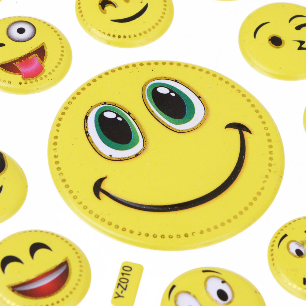 Набор наклеек "Смайл" 10х24см, объёмные, ПВХ, микс 16 дизайнов, арт.№ 557-095