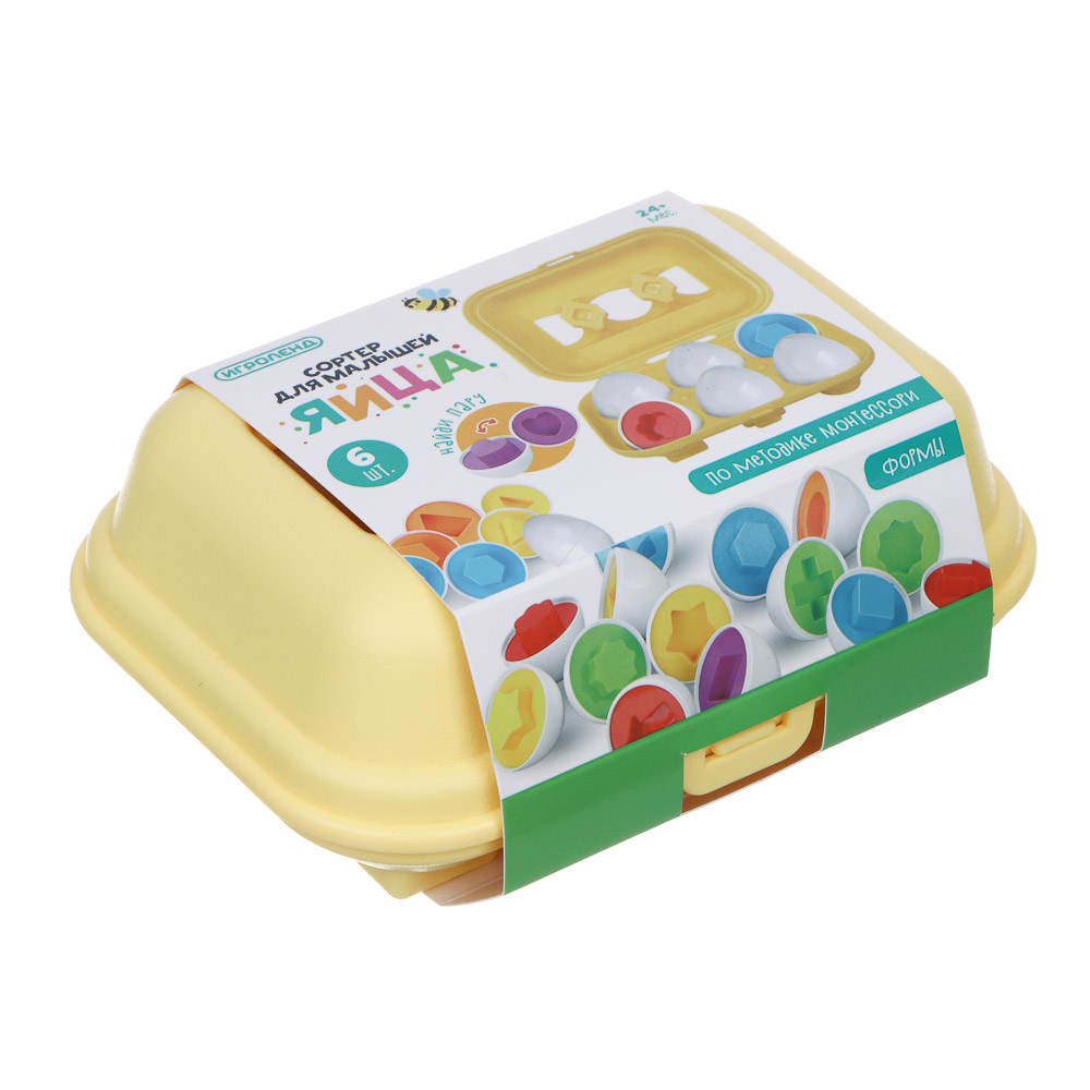 Сортер для малышей "Яйца", ИГРОЛЕНД, 6 яиц, ABS, PP, арт.№ 270-054
