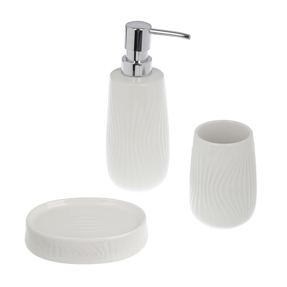 Диспенсер для жидкого мыла тм VETTA Тиволи, 240мл, керамогранит, белый, 7,3x7,3x18,5см, арт.№ 463-588